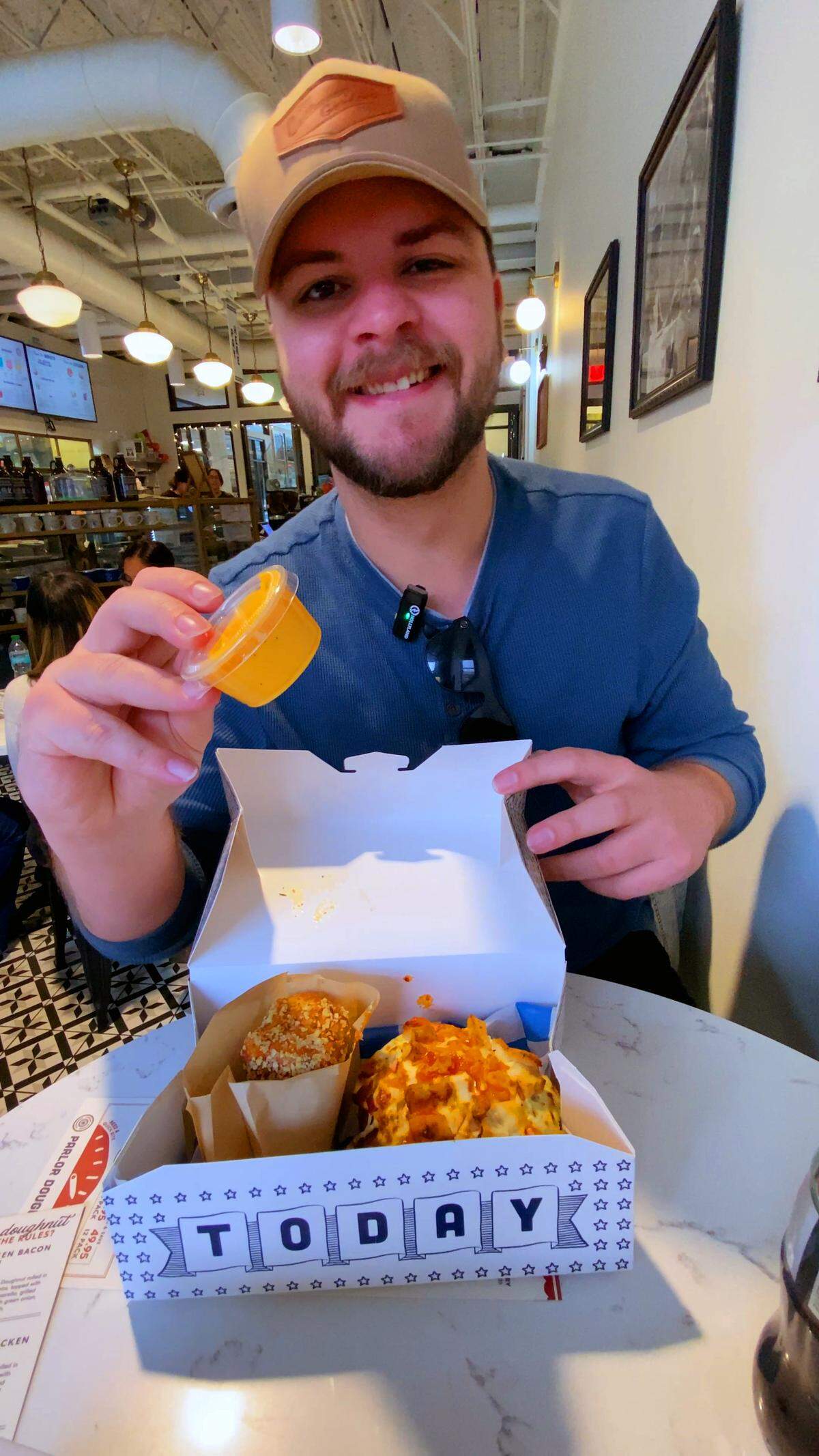 Ledger-Enquirer reporter Kelby Hutchison ordered the Savory Combo at Parlor Doughnuts in Columbus on Jan. 22, 2026. For his combo, he selected the Buffalo Chicken doughnut, the Parmesan Minis and the beer cheese dip.
