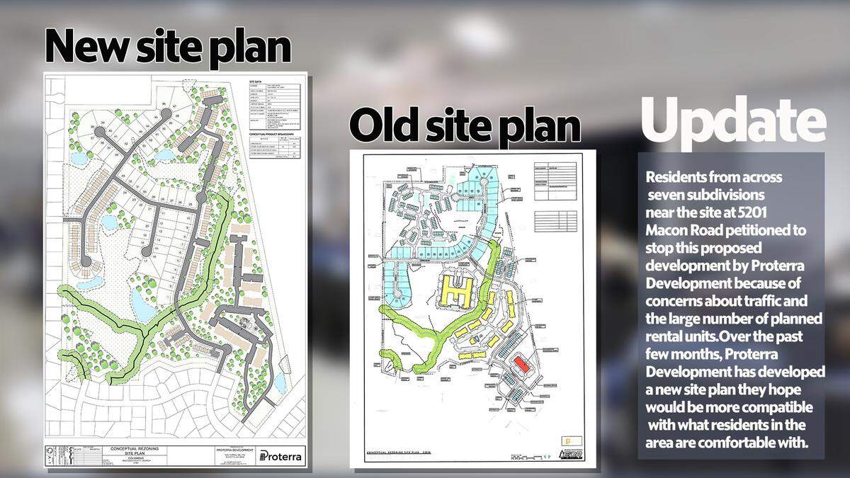Proterra Development has created a new site plan for the proposed development along Macon Road in Columbus, Georgia.