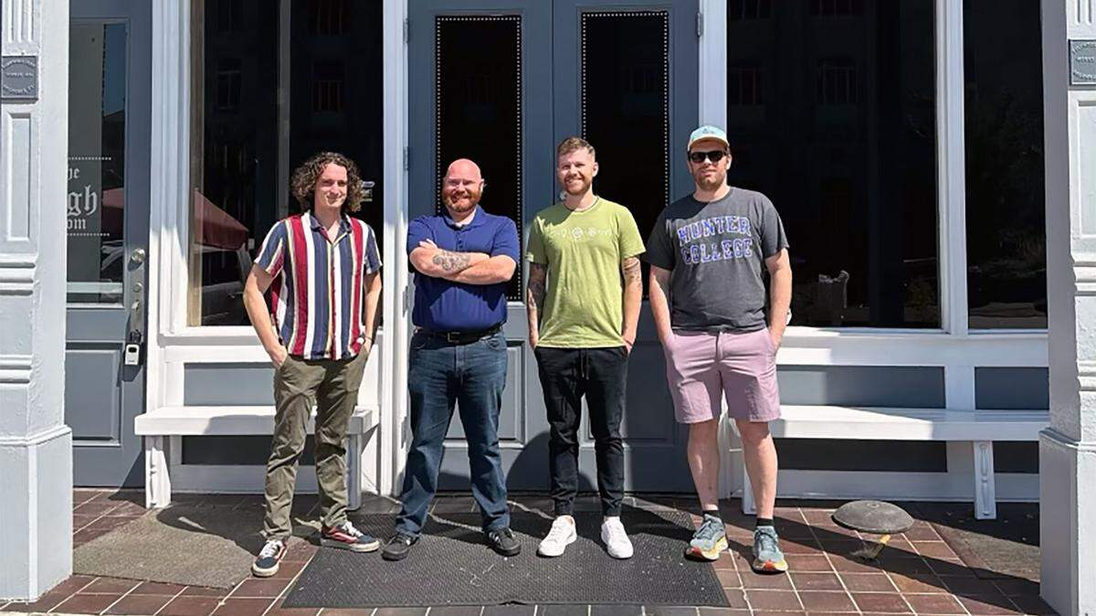 The owners of Bytes and Brews are, from left, Michael Woodham, Chris Poirier, Ben MacMinn, and Jack Rosenhammer. 09/13/2023