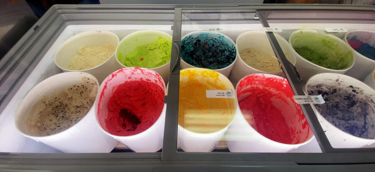 These are some of the flavors of Nieves (scooped ice cream) available at Paleteria Los Reyes, located at 2505 Airport Thruway, Suite M, in Columbus. The ice cream shop features a variety of items including Paletas (ice cream popsicles), Nieves (scooped ice cream), and Aguas Frescas (Natural Fruit Flavored Waters). 12/20/2023