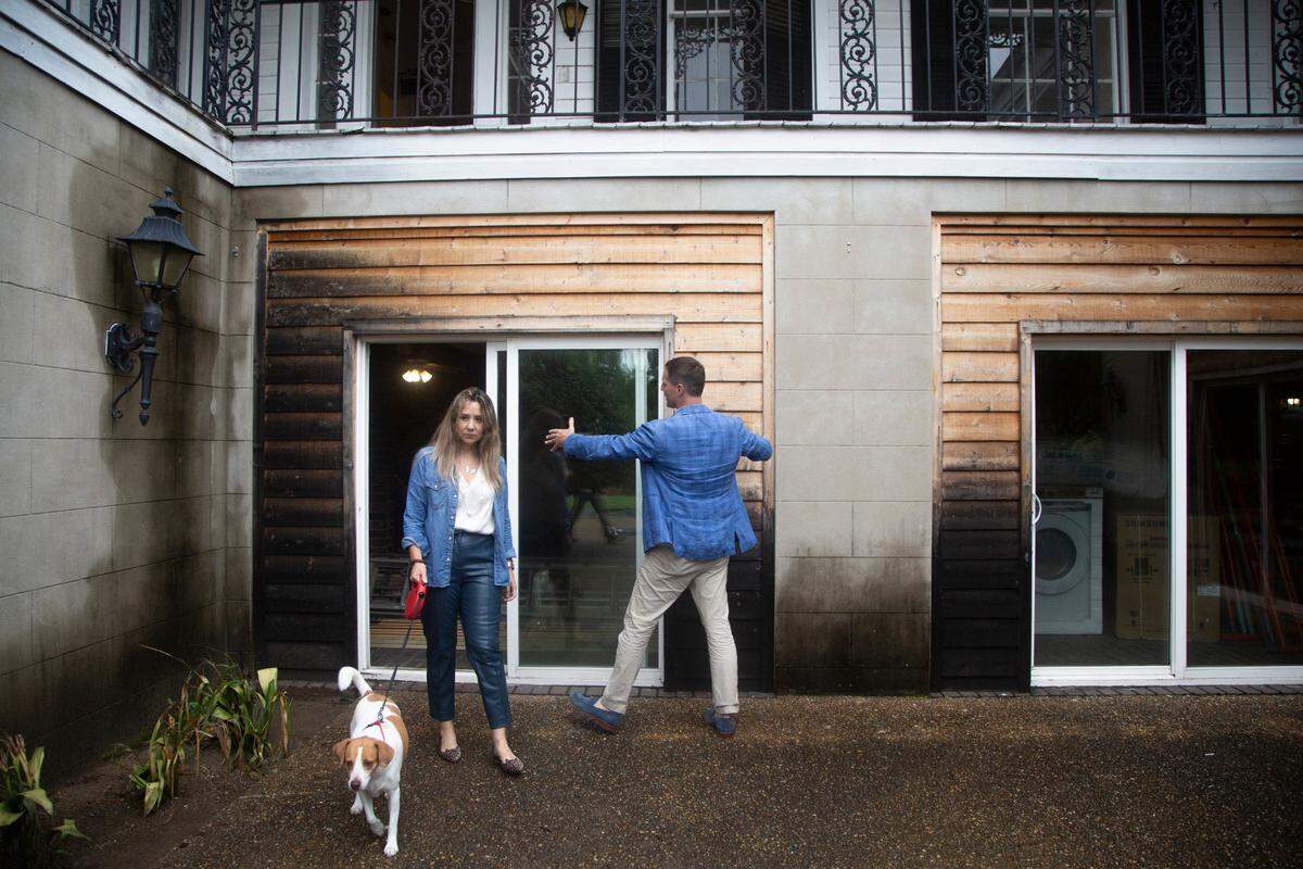 Matthew Lapides and Renata Martoni, the new owners of the Goetchius House on 405 Broadway in Columbus, Ga., explain how their plans to renovate the courtyard into a performance space, on Sept. 16, 2021.