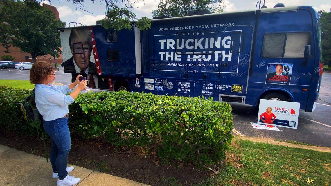 He was fired after dissing Obama. Now, his Trump bus sits at the Republican Convention in GA