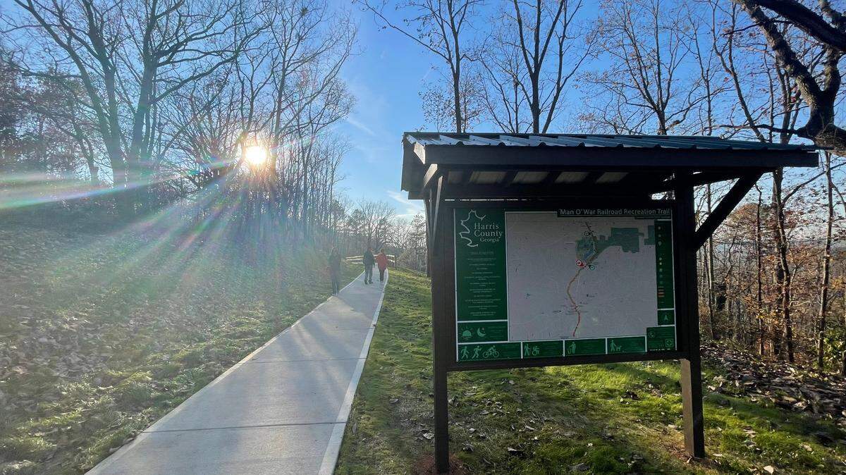 The latest phase of a paved walking and bike trail is open to the public. Phase 4 of the Man O’ War Railroad Recreation Trail in Harris County GA, Pine Mountain is open.