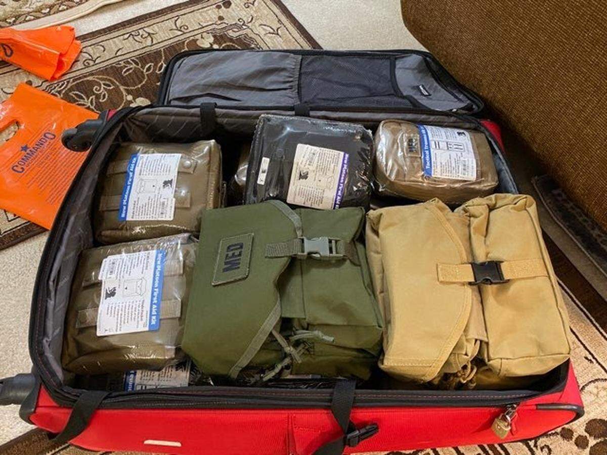 Columbus pastor Mike Randall prepares to travel to Poland next week, packing essential supplies to aid refugees during the war at his home in Columbus, Ga. on March 24, 2022.