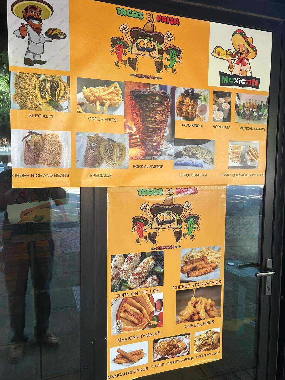 The menu for the first brick-and-mortar location of Tacos El Paisa is posted on the former Barberitos location at 1012 Broadway in Columbus, pictured May 11, 2026.