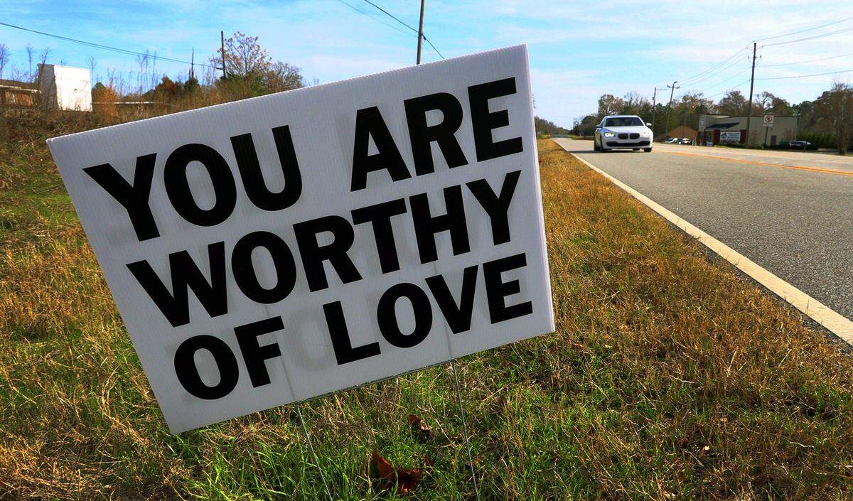 Signs with positive statements once again greet drivers in Smiths Station, Alabama. The signs are an effort to fight suicide and raise awareness about mental health issues. They’re posted by the group “Smiths Station Not One More.”