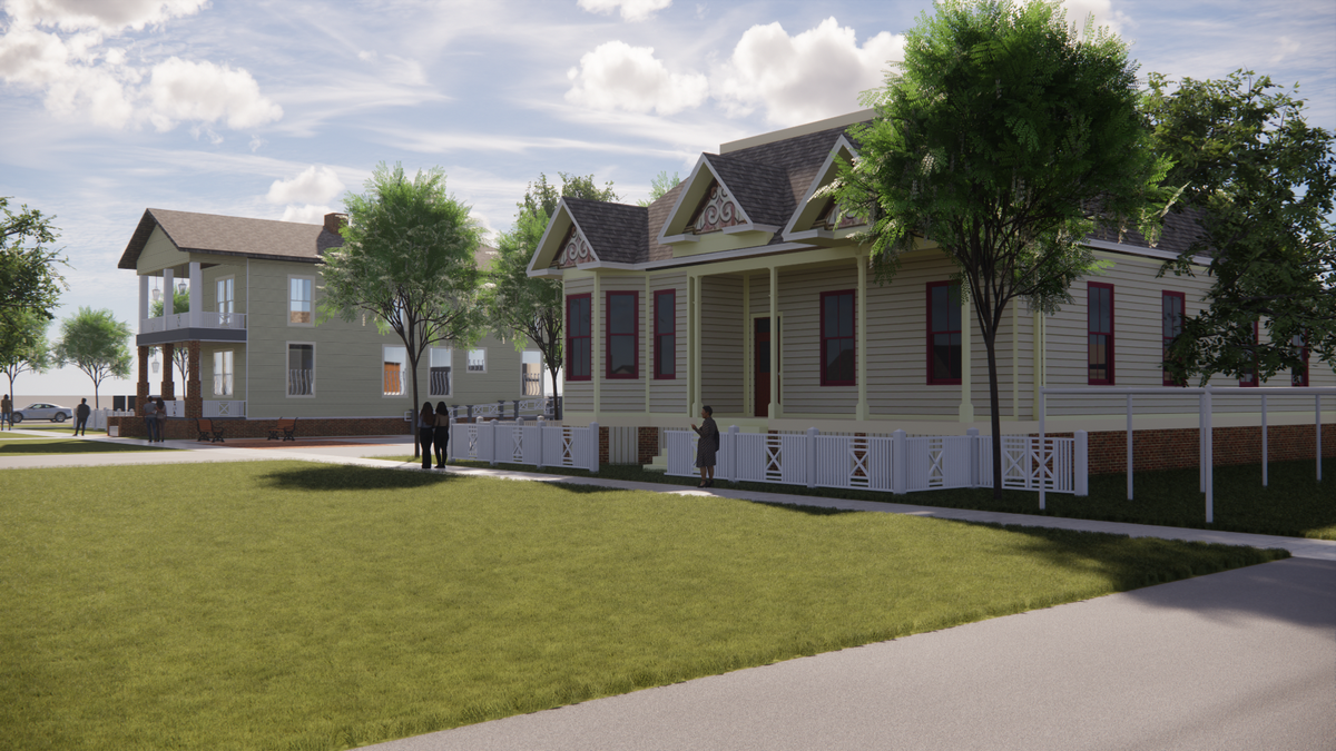 This artist’s rendering shows what the Historic Columbus Foundation’s project will look like after moving the Alma Thomas House from 411 21st St. and placing it next to the Ma Rainey House, left, which is at 805 Fifth Ave. in Columbus.