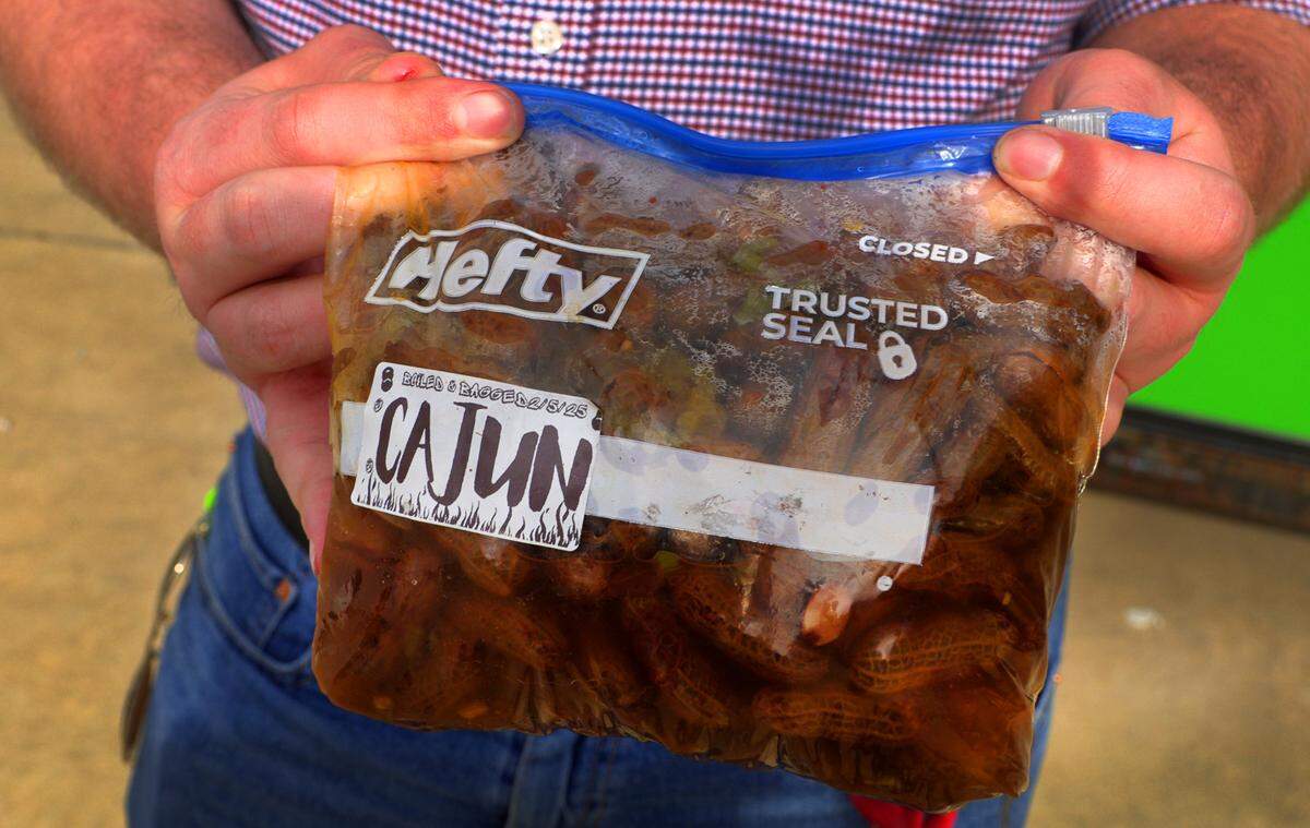 This is a package of Cajun flavored boiled peanuts from The Peanut Plug. 02/05/2025