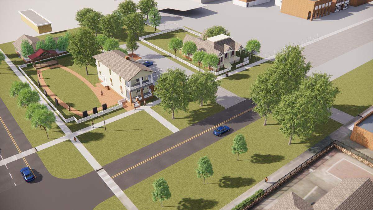 This artist’s rendering shows what the Historic Columbus Foundation’s project will look like after moving the Alma Thomas House from 411 21st St. and placing it next to the Ma Rainey House, left, which is at 805 Fifth Ave. in Columbus.