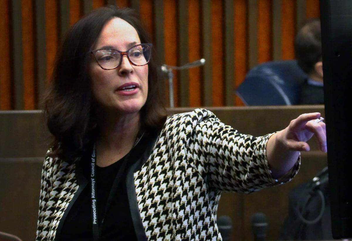 Assistant District Attorney Robin Anthony discusses a video clip the she played for jurors during her closing argument Friday morning at the murder trial of Antonio Bernard “Tony” Willis. 12/09/2022