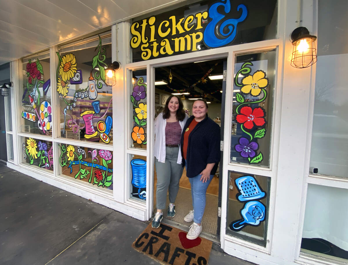 Sierra Wells, left, and Olivia Fortson, pictured Jan. 8, 2026, are co-owners of Sticker & Stamp in Columbus.