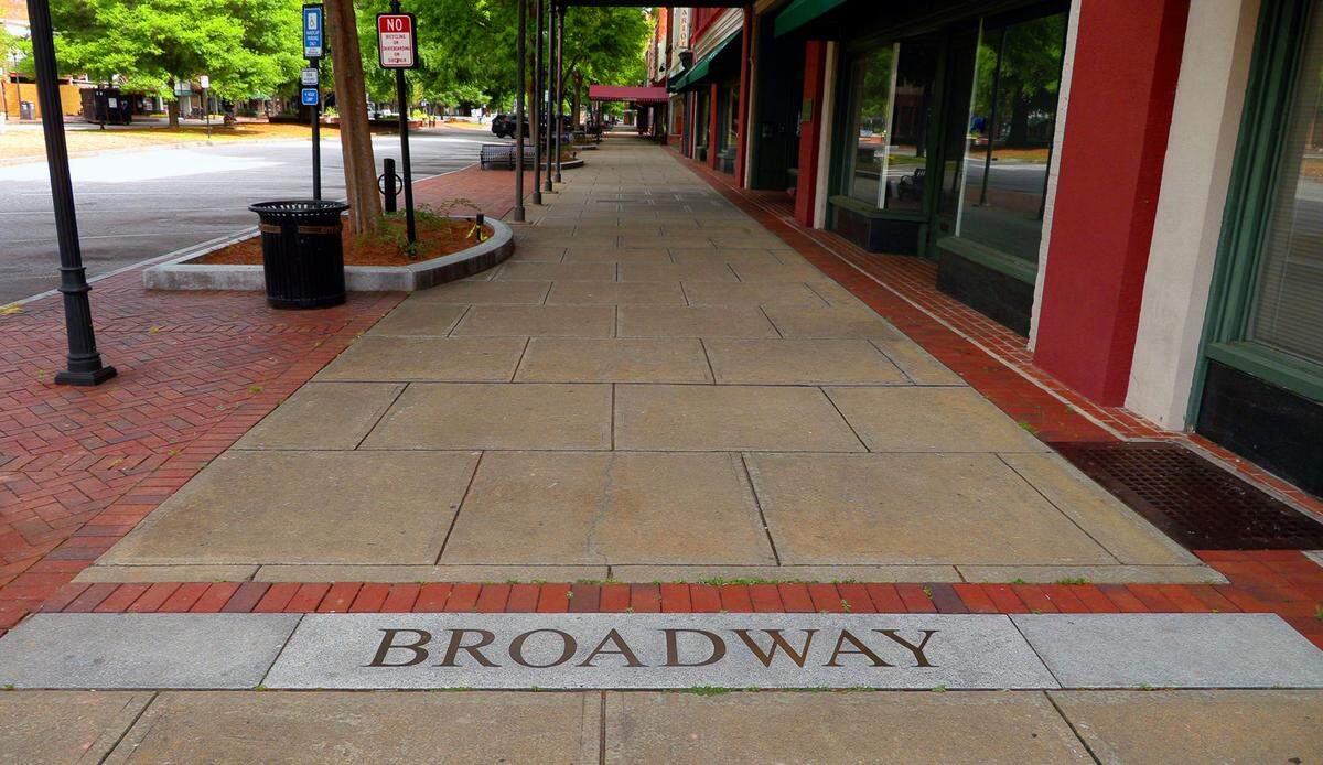 Broadway in downtown Columbus, Georgia was mostly empty Tuesday morning, April 7, 2020.