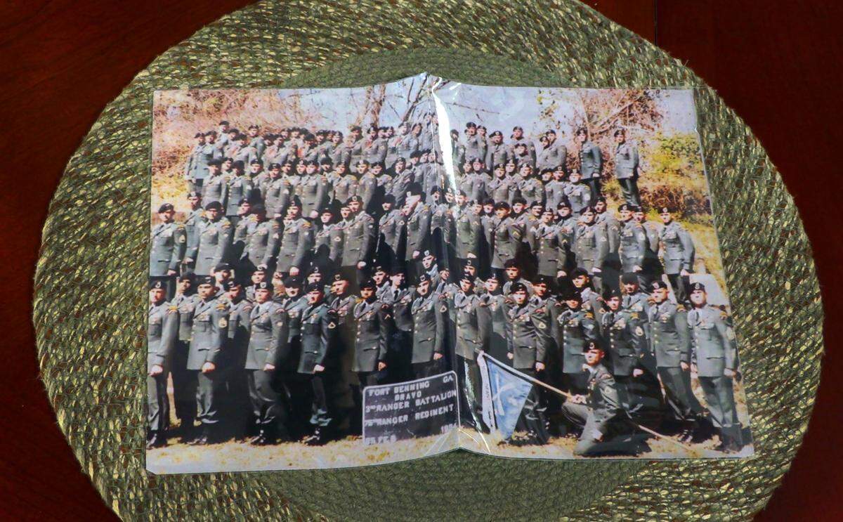 U.S. Army 1st Sgt. Glenn Harris, front row, far right, was among the soldiers who survived the 1993 Battle of Mogadishu in Somalia.