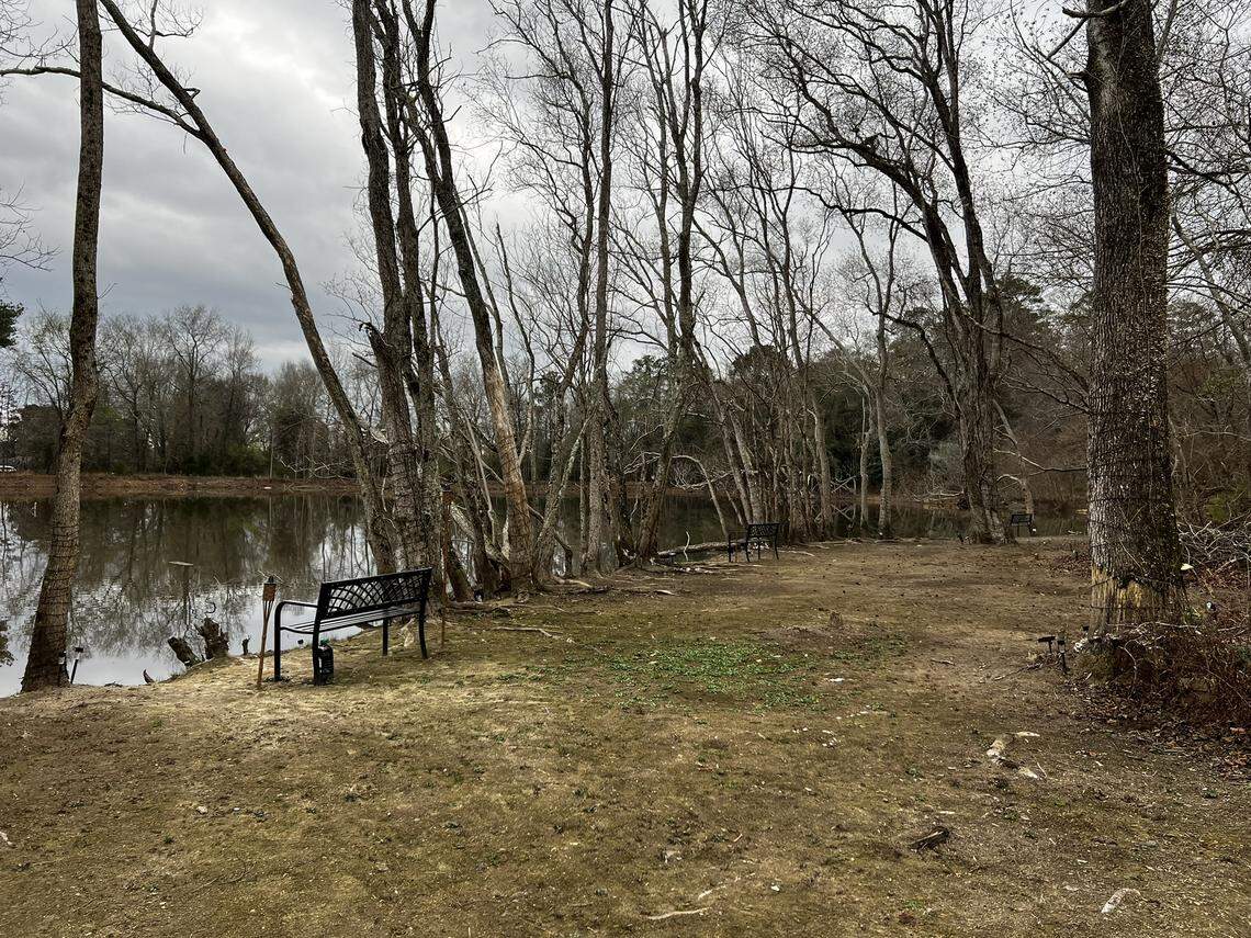 Columbus resident Karlene Forbes cleared brush, trash and other debris from Sears Lake to beautify the area for the neighborhood’s enjoyment after failing to determine whether it was the responsibility of the city or the homeowners association.