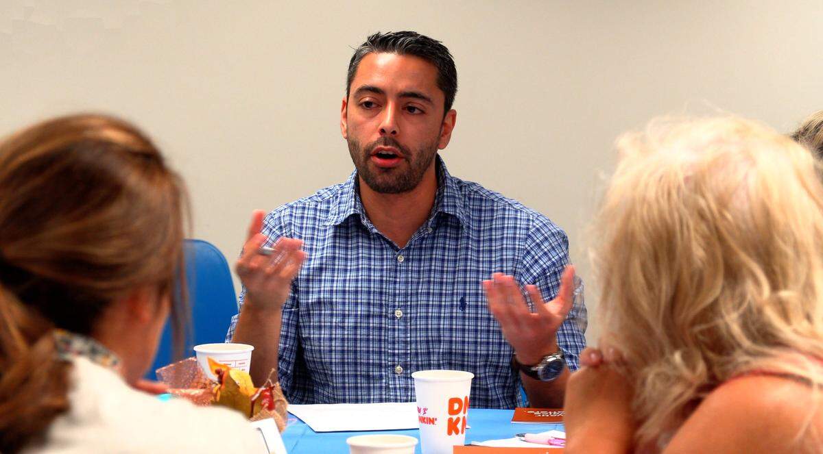 Kevin Garza, a city planner with the Columbus Consolidated Government’s Community Reinvestment Department, facilitates a discussion Tuesday morning about affordable housing at an On the Table discussion.The talk was one of hundreds of conversations going on across the Chattahoochee Valley during On the Table 2019, a day-long series of civic conversations.