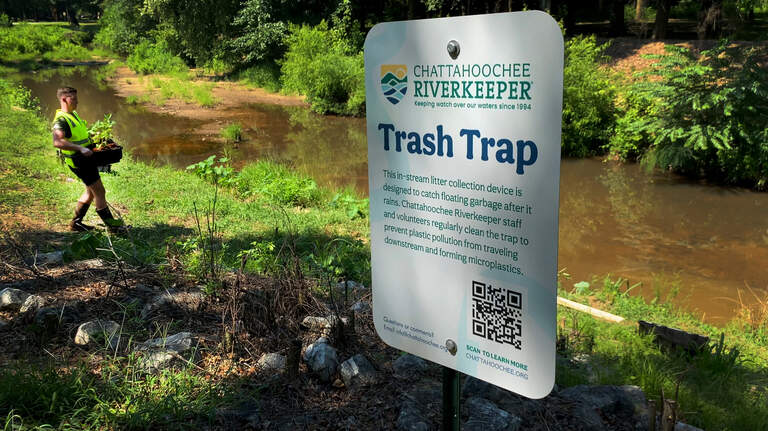 Columbus gets its first water trash trap, collecting garbage and hosting plants