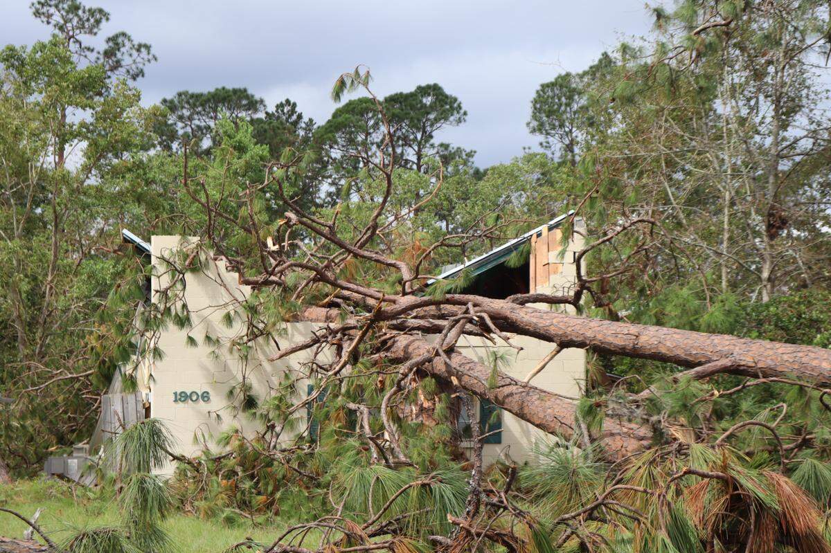 An apartment complex in Valdosta, Georgia following Hurricane Helene in September 2024