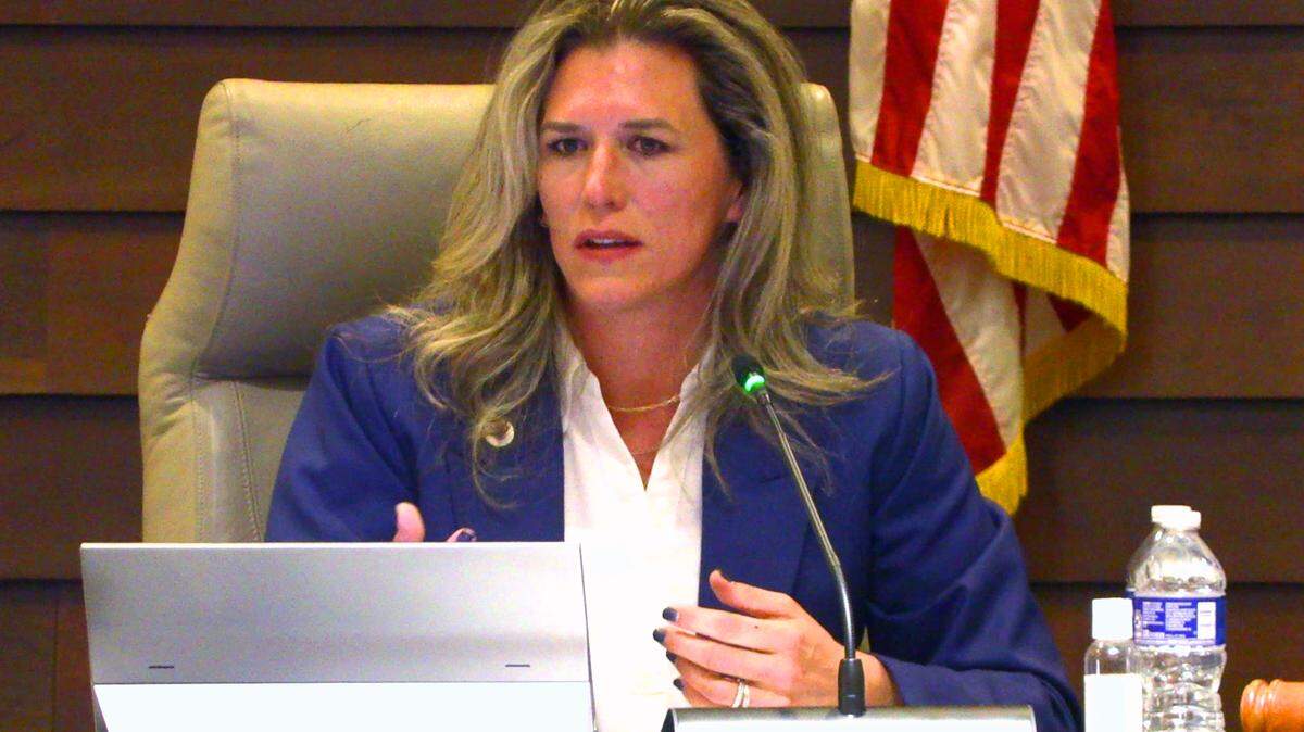 Columbus Councilor Joanne Cogle speaks during the Feb. 25, 2025, council meeting.