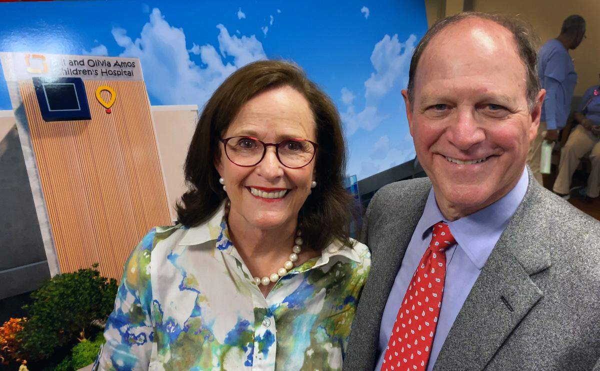 Bettye and Cecil Cheves pose for a photograph after a ceremony announcing that Piedmont Columbus Regional plans to create a freestanding Children’s Hospital in Columbus that is expected to open in 2024. The project is made possible by a donation from the Bettye and Cecil Cheves family.