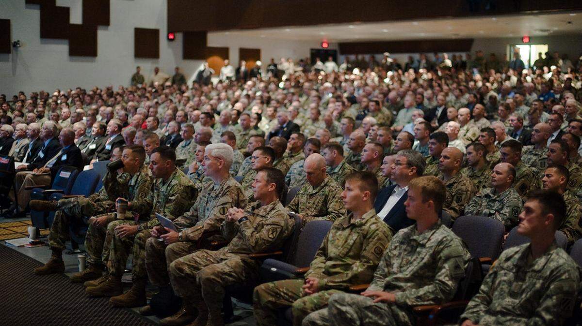 Patrick A. Albright/MCoE PhotographerThe audience listens to one of the speakers at the 2015 Warfighter Conference at Fort Benning.