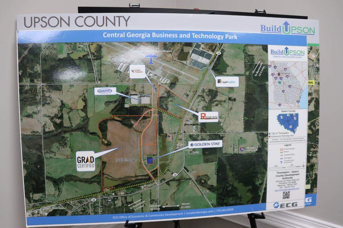The Thomaston-Upson County Development Authority Georgia Business and Technology Park. The red outline shows where Brightmark would build its 100-acre, 2.5 million square foot plastic plant.