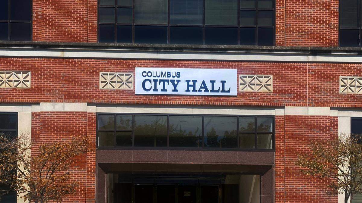 This is the First Avenue entrance to City Hall in Columbus, pictured July 14, 2025