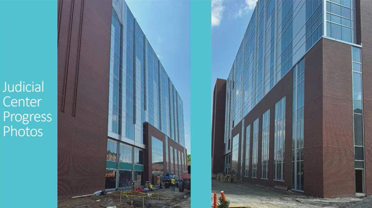 Progress photo of the new Judicial Center in Columbus, GA, that was presented during a Columbus Council work session on March 31, 2026.