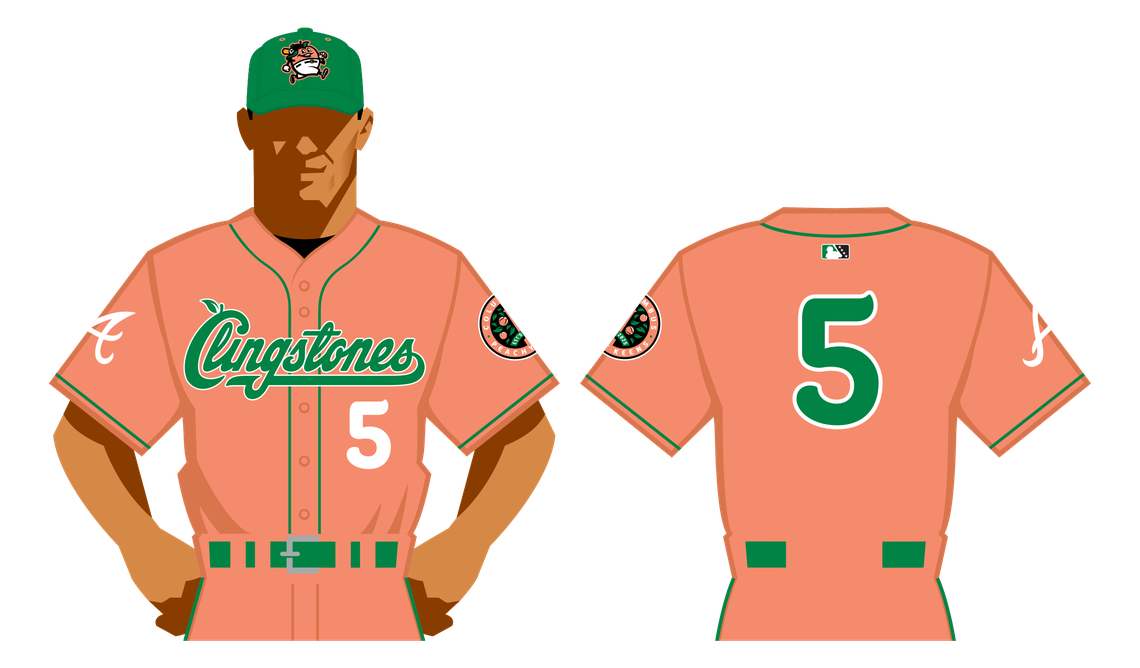 This is a rendering of the peach jersey for the Columbus Clingstones, the Atlanta Braves Double-A minor league baseball affiliate moving from Mississippi to the Chattahoochee Valley.
