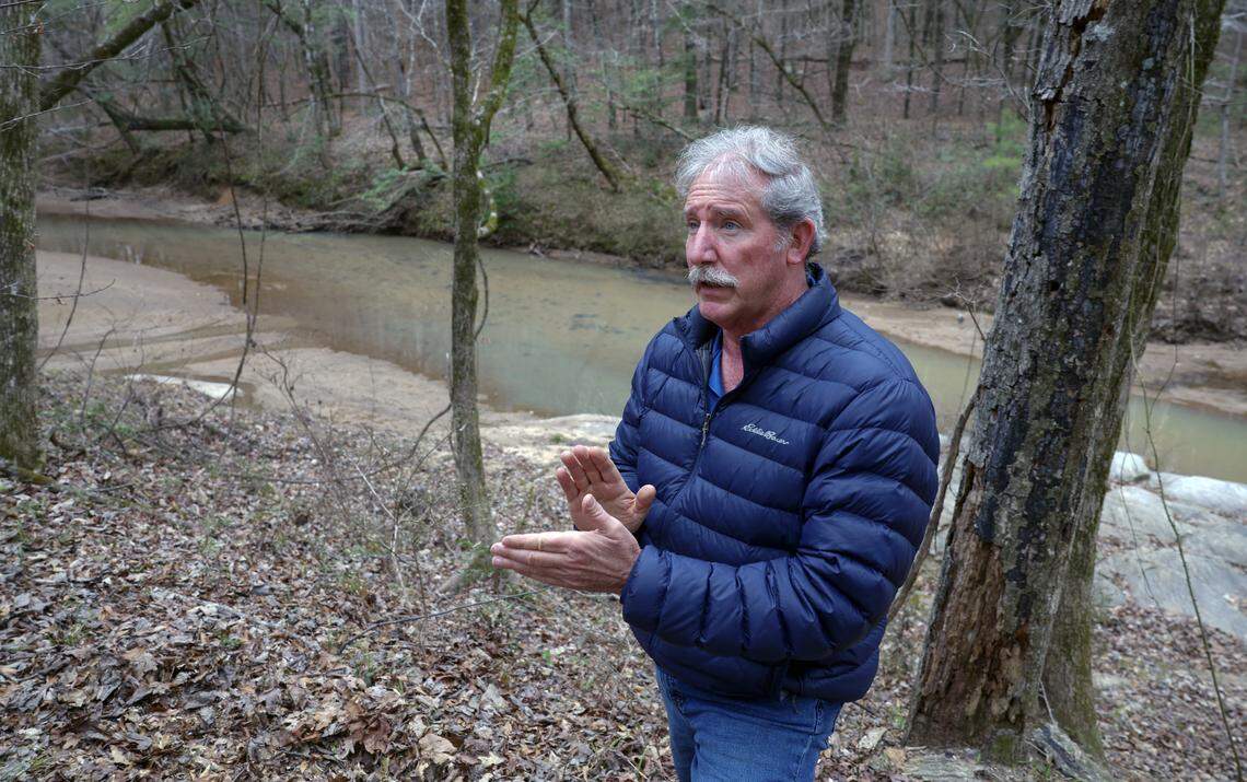 Robert Landi talks March 3, 2026, about his concerns with the proposed Project Ruby data center, which would abut Landi’s property in Columbus.