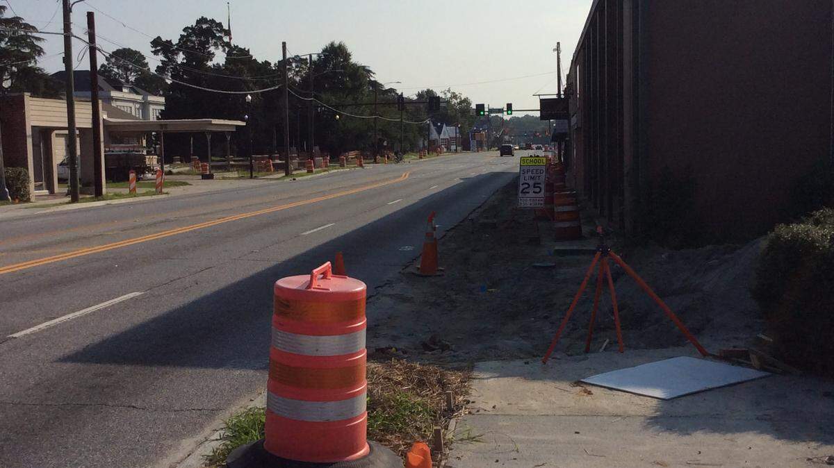 Some sidewalks are still under construction along Wynnton Road as part of the streetscapes project. \