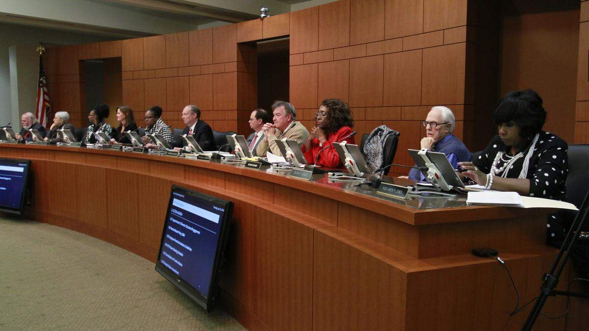 The Muscogee County School Board conducts its monthly meeting Tuesday, Jan. 19, 2019, at the Muscogee County Public Education Center in Columbus, Ga. Elections for board chair and vice chair were held during the meeting.