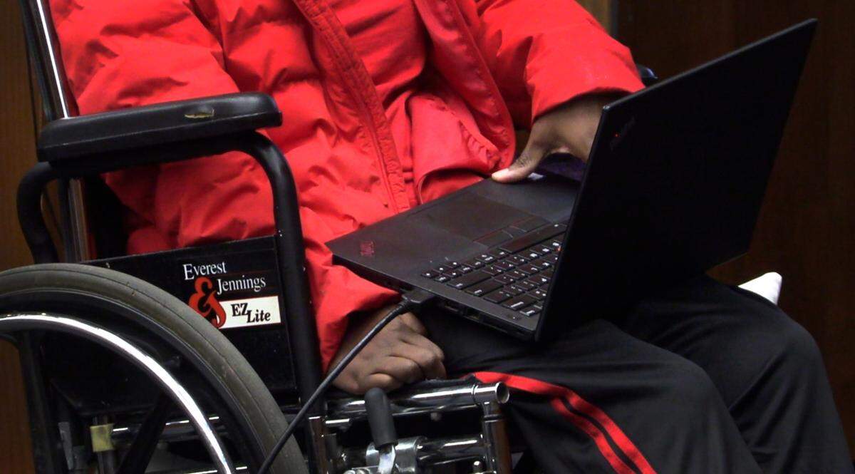 A Columbus woman used a keyboard to type her answers to questions posed by attorneys so the jury could she them displayed on a large TV screen. She was testifying against Anthony Maurice Gates, who is accused of assaulting her in 2019. Now 30 years old, she cannot walk or talk, because the 9-millimeter bullet her 6-year-old son fired while aiming for Gates hit her in the mouth and lodged in her spine, crippling her. 01/05/2023