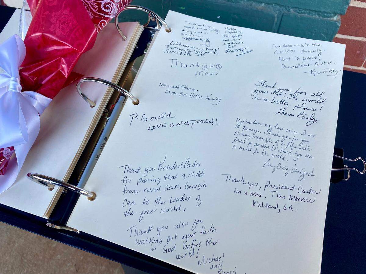 These are some of the messages left in former President Jimmy Carter’s condolence book in downtown Plains, Ga.