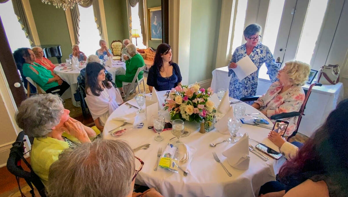 Friends and family gathered June 9 at the Wynn House in Columbus to celebrate Lucile Lambert’s 100th birthday. Dianne Ross, standing, Lambert’s granddaughter, said she had been planning this surprise since Lambert turned 99. Lambert worked for Central Georgia Railroad and Pound Construction in Columbus. She is the widow of former city manager Frank Lambert, who served in the role between 1971 and 1986.