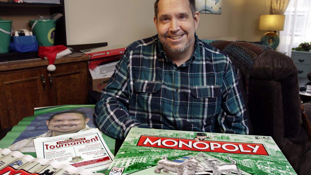 ROBIN TRIMARCHI/rtrimarchi@ledger-enquirer.comAllen Shierling, a former Muscogee County teacher now on disability, is organizing a Monopoly tournament to raise money and inspire a potential donor for the kidney transplant he hopes to receive.