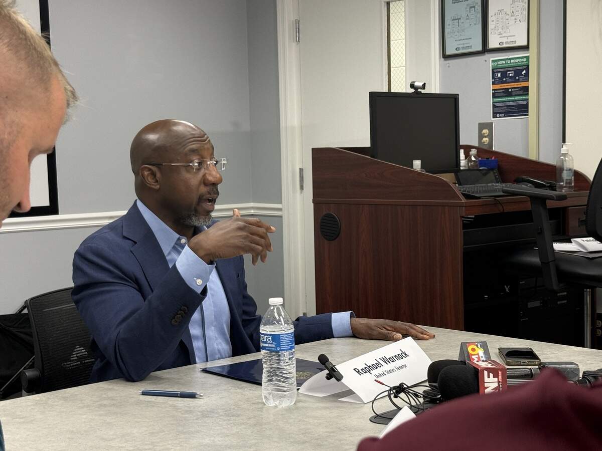 Sen. Raphael Warnock (D-Ga.) hosts a roundtable discussion at Columbus Technical College on July 6, 2026, to discuss workforce development and the proposed Pathway to Prosperity Act.