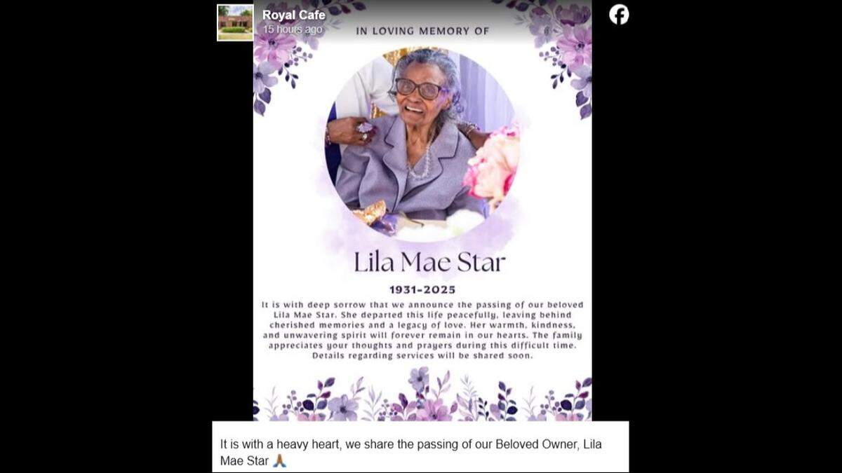 Lila Mae Star was the owner of Royal Cafe and the grandmother of the late model Kim Porter.
