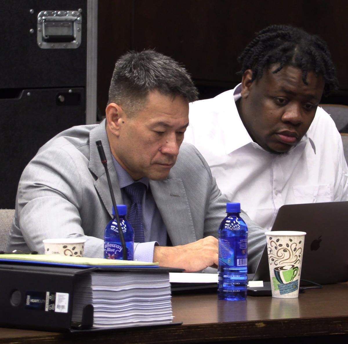 Defense attorney Allen C. Jones, left, is representing Rodderick Quaterrius Glanton. 10/31/2023