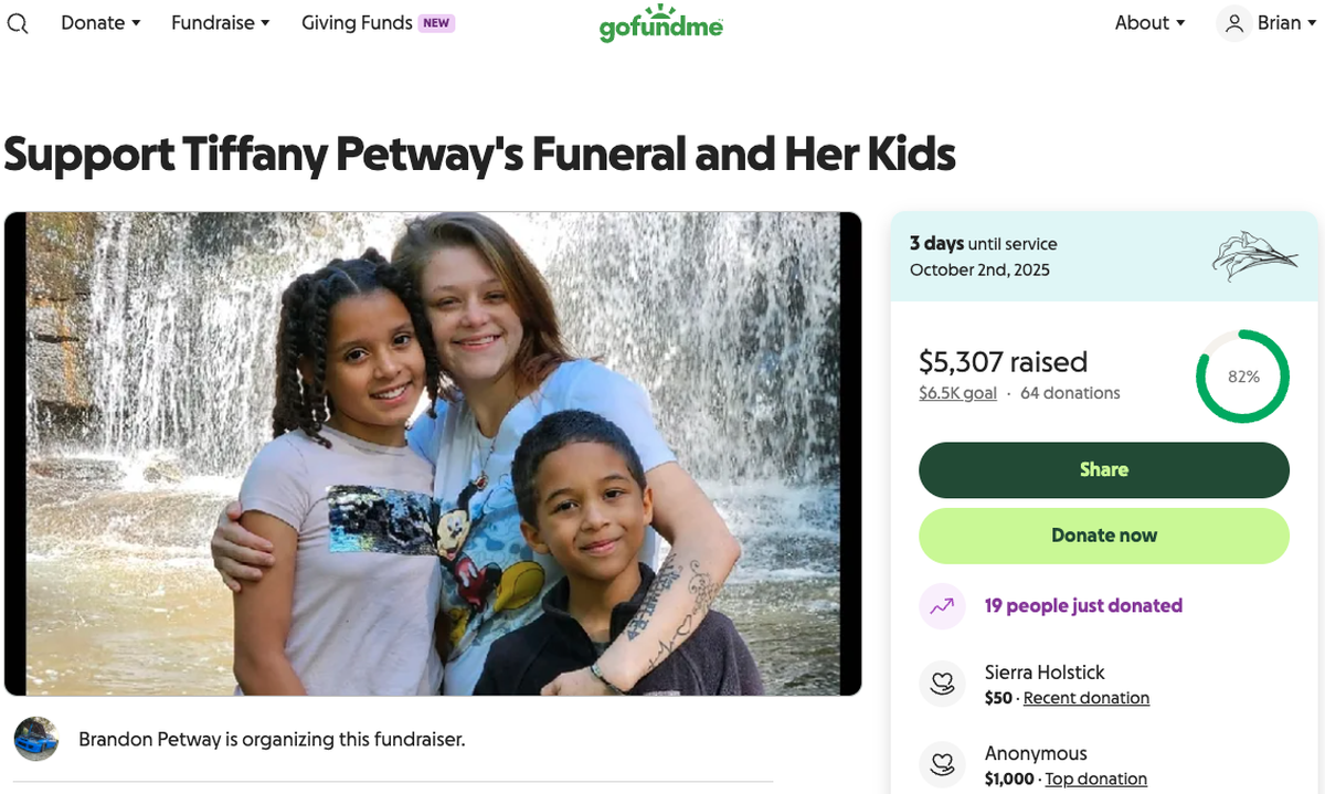 An online account has been established at GoFundMe.com to raise money for the funeral and the children of Tiffany Petway, a Phenix City woman who was killed in a car crash Sept. 25, 2025, in Russell County.