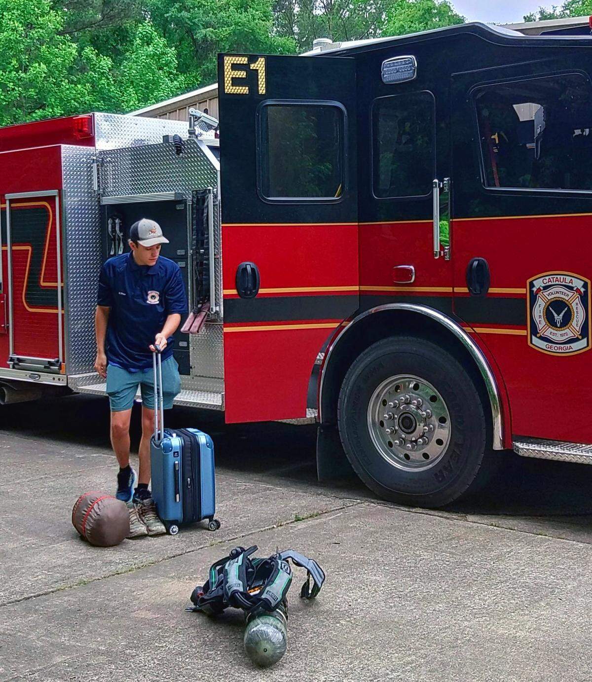 Hunter Price, with Cataula Fire-Rescue in Harris County, deployed to the wildfire in Brantley County, Georgia.