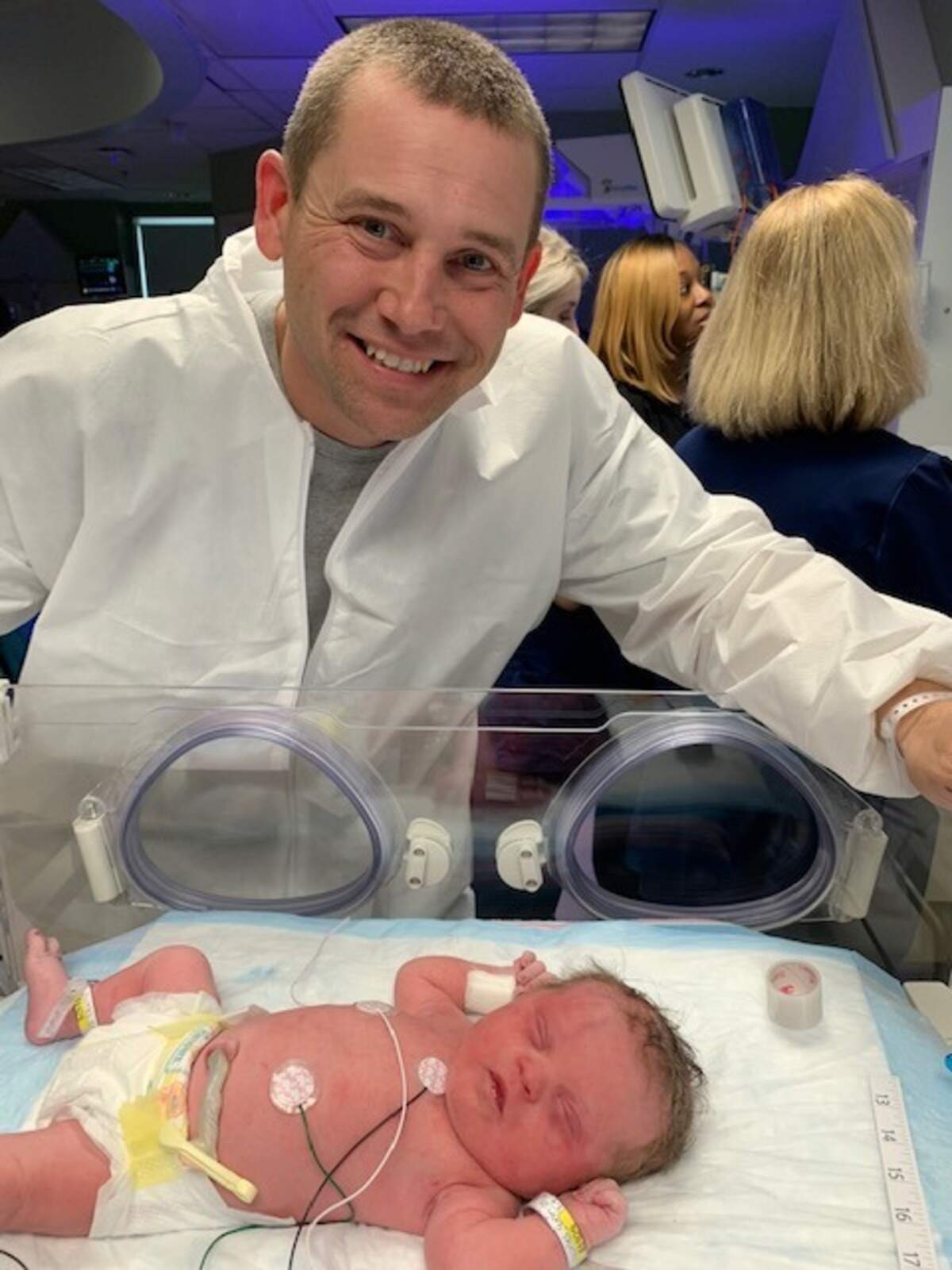 David Nobles and Gracie after her birth.