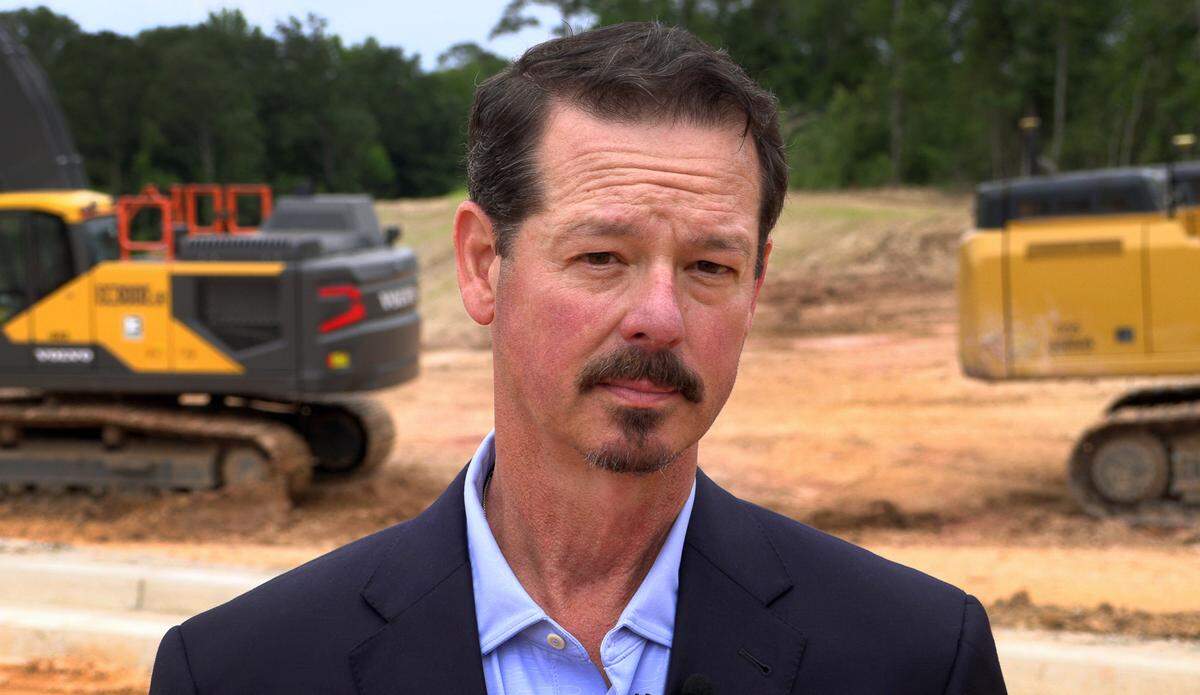 Scott Lindstrom, owner and developer at Lindstrom & Company Real Estate Development, answers questions after a Thursday morning groundbreaking ceremony for their development along HWY 280 in Phenix City, Alabama. 05/30/2024