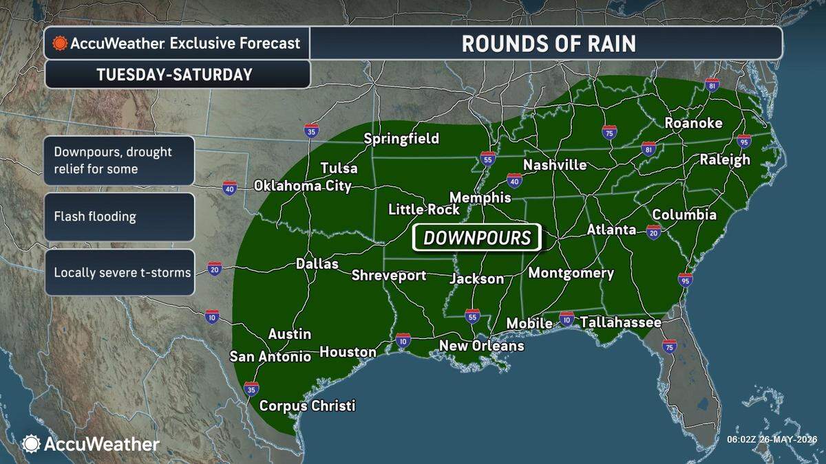 Flash flooding is possible this week as Georgia gets rounds of rain.