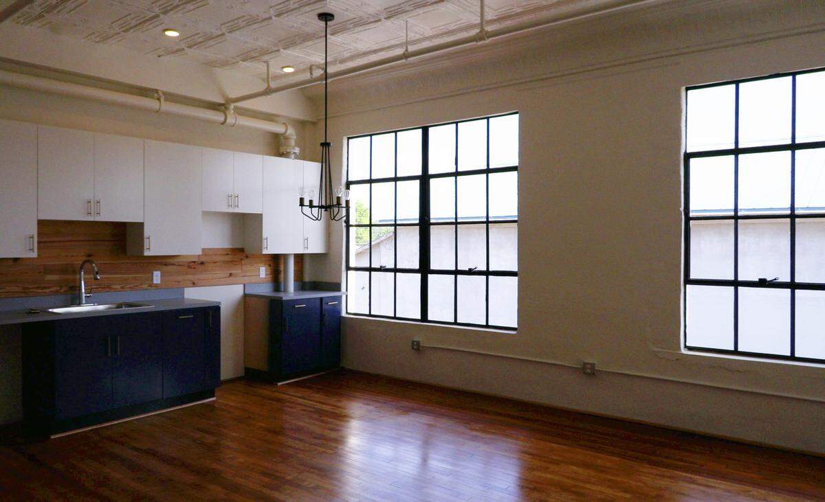 The Bibb City Offices & Lofts are located at 3707 2nd Avenue in Columbus, Georgia. They feature private offices in a coworking environment, residential lofts, and one warehouse space. This is one of the second floor lofts.