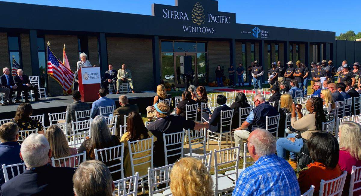 Alabama Governor Kay Ivey speaks Tuesday morning during a ribbon cutting ceremony for Sierra Pacific Windows’ newest location in Phenix City, Alabama. 10/22/2024