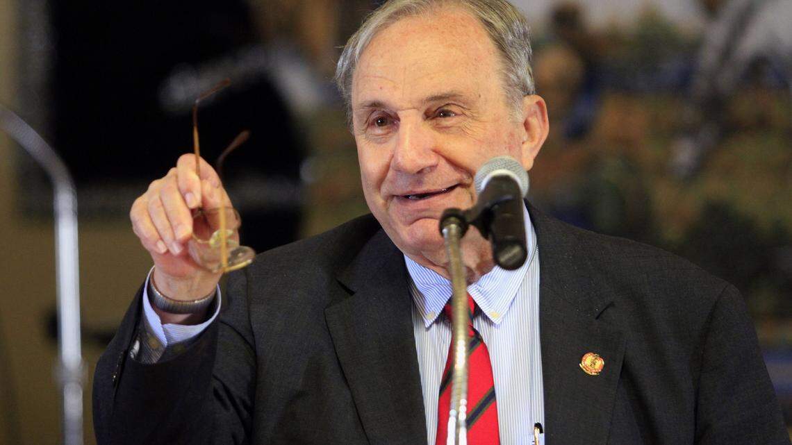 Bob Poydasheff delivers the keynote speech Nov. 11, 2014, during the “Celebrating Our Veterans” program at VFW Post 665 on Victory Drive in Columbus. The event, sponsored by the Chattahoochee Valley Veterans Council, VFW Post 665 in Columbus and VFW Post 10558 in Cataula, was among the many Veterans Day programs honoring veterans in the Chattahoochee Valley.