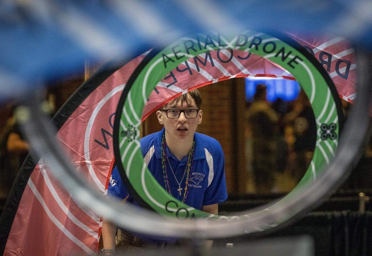 Seventy-four teams, representing U.S. Army, Navy, Air Force, Marine Corps and Coast Guard Junior Reserve Officers’ Training Corps (JROTC) programs, competed May 22-23 in the JROTC All-Service National Drone Championship at the Columbus Convention and Trade Center.