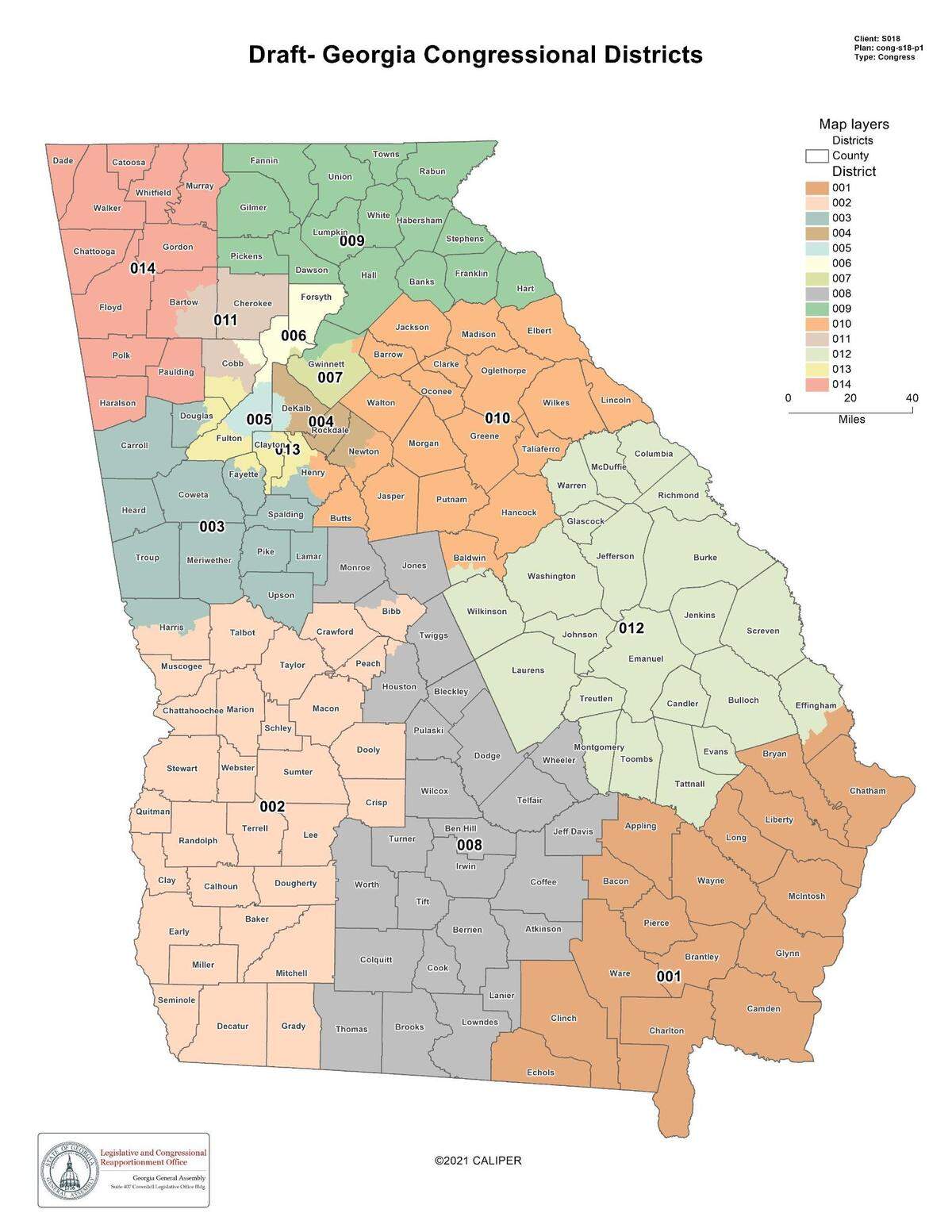 Georgia’s U.S. Congress districts as proposed by state house Republicans