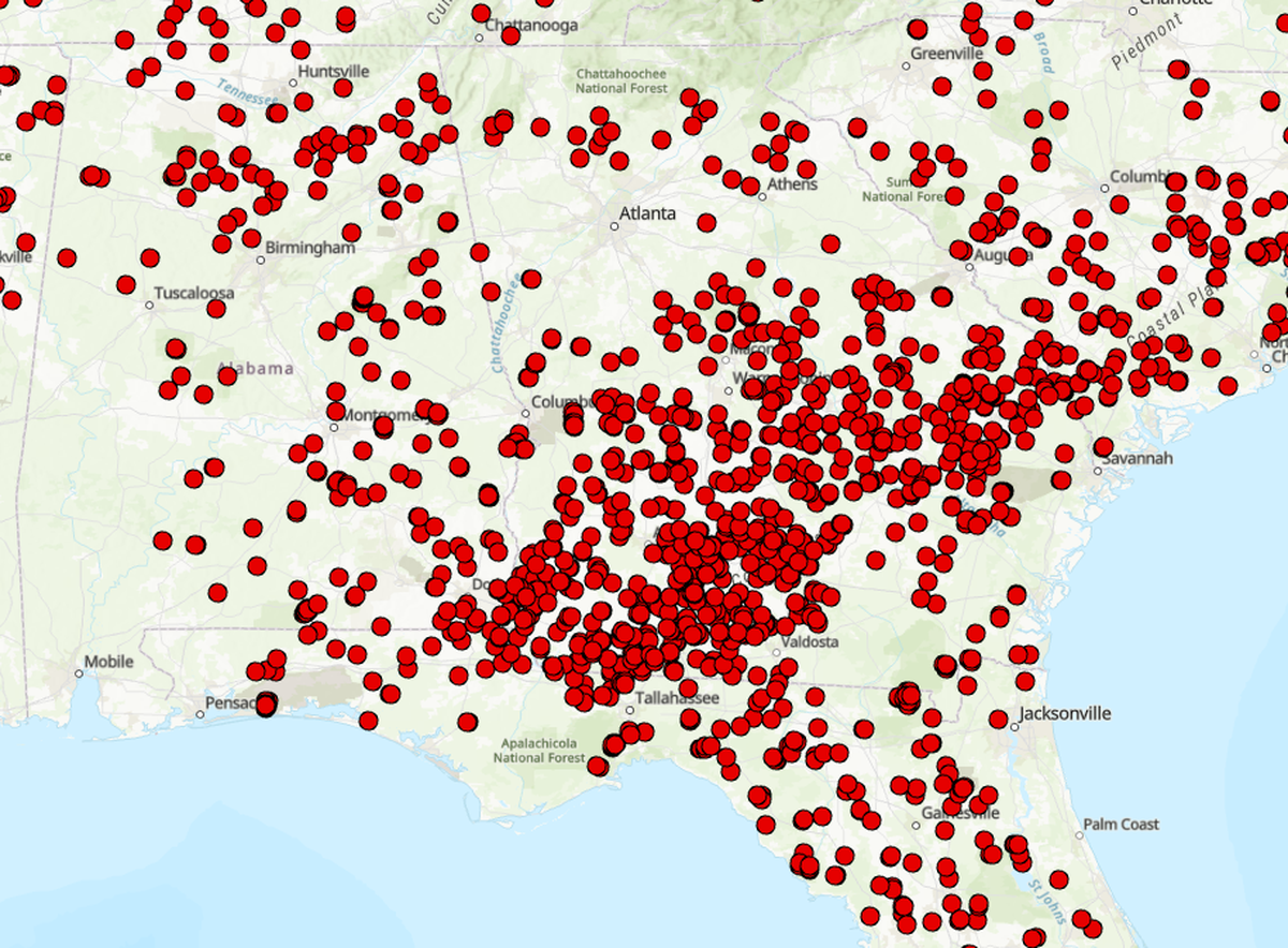 Active burns in Georgia on Feb. 2, 2024. https://www.ospo.noaa.gov/Products/land/hms.html#maps