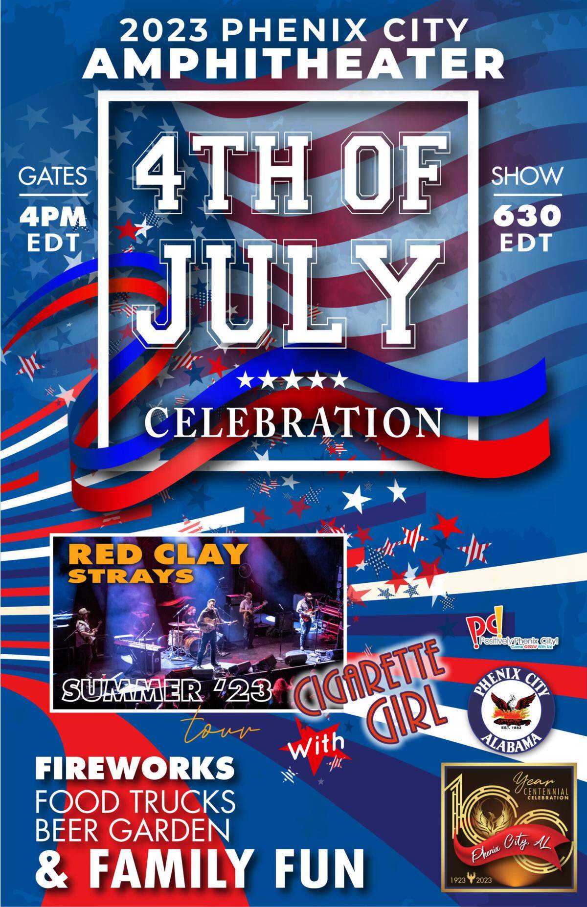 A flier for a Fourth of July Celebration at the Phenix City Amphitheater on July 4, 2023.